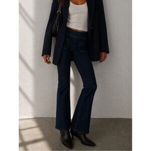 Frame Bardot Jetset Jeans Women's Size 1 Dark Wash High Rise Flare Minimal Chic